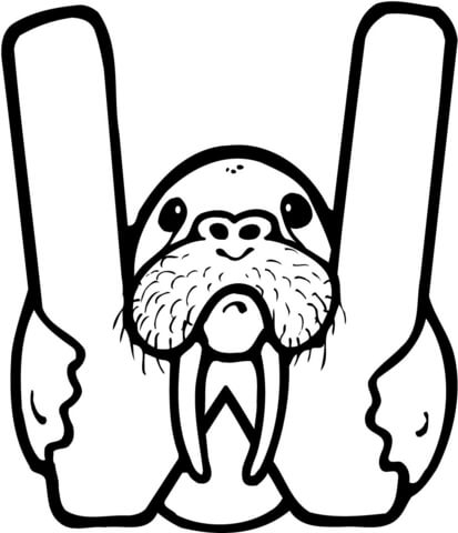 Letter W Is For Walrus Coloring Page